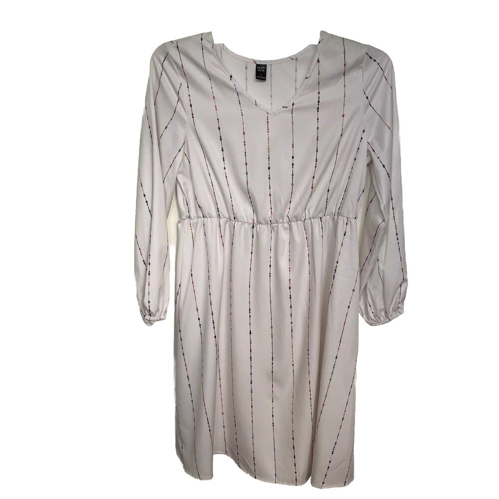 Emery Rose Women’s Large Dress Ivory With Gradient Color Dots Office Casual